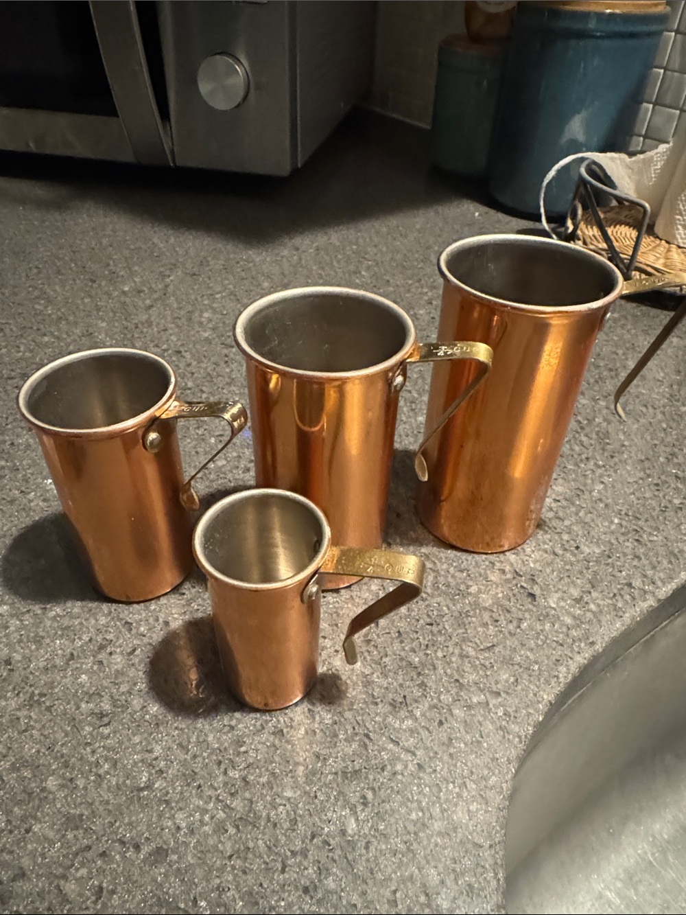 Vintage Copper Measuring Mugs - Set of 4